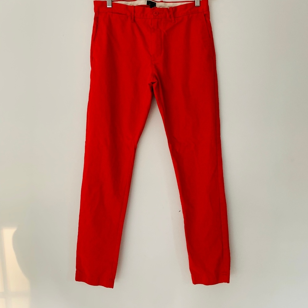 J. CREW Mens Broken In Flat Front Pants Red 32x34